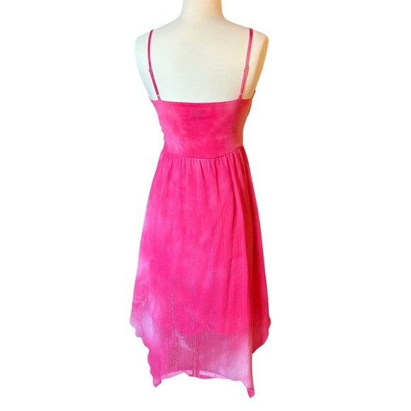 H&M | Women's Pink Shimmer Threads Asymmetrical A-Line Dress Size 6 - Picture 9 of 14